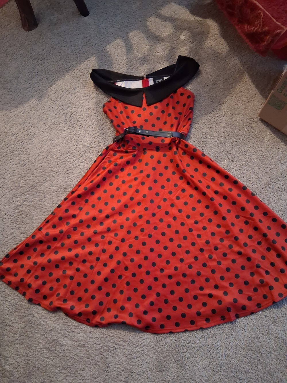 Unique Vintage Red and Black Polka Dot Dress